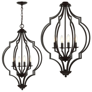 Selema 19" Iron Adjustable Ogee Lantern LED Pendant - JONATHAN Y